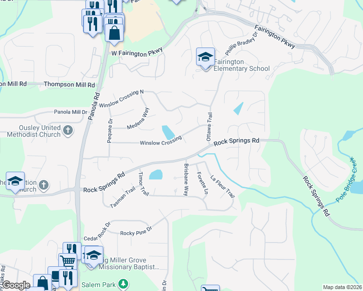 map of restaurants, bars, coffee shops, grocery stores, and more near 3175 Kolomokee Way in Stonecrest