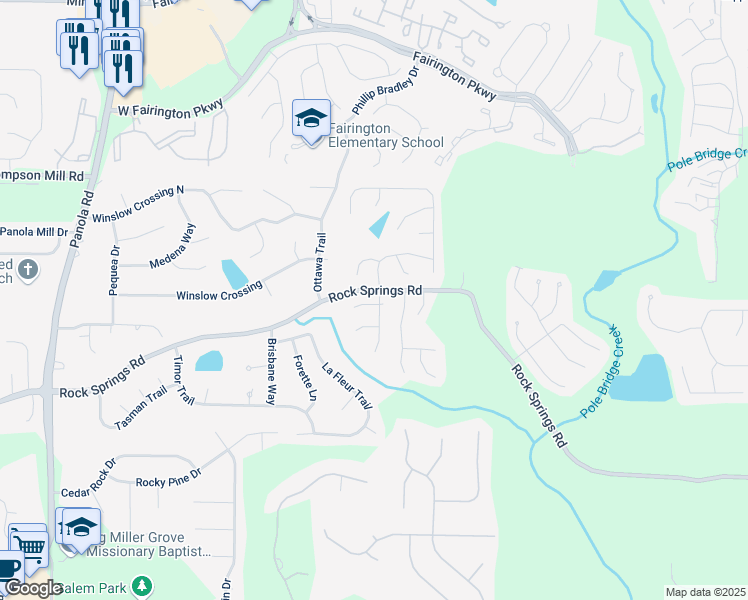 map of restaurants, bars, coffee shops, grocery stores, and more near 5574 McCrossin Circle in Stonecrest