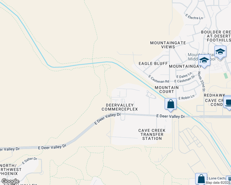 map of restaurants, bars, coffee shops, grocery stores, and more near 22425 North 16th Street in Phoenix