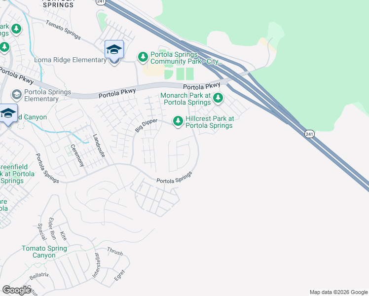 map of restaurants, bars, coffee shops, grocery stores, and more near Portola Parkway in Trabuco Canyon