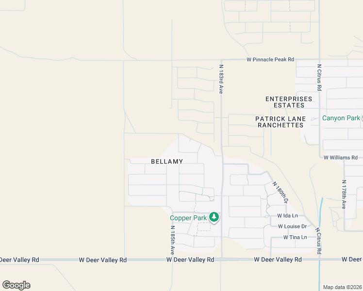 map of restaurants, bars, coffee shops, grocery stores, and more near 18472 West Williams Road in Surprise