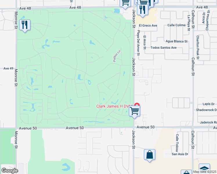 map of restaurants, bars, coffee shops, grocery stores, and more near 49337 Nicholson Court in Indio