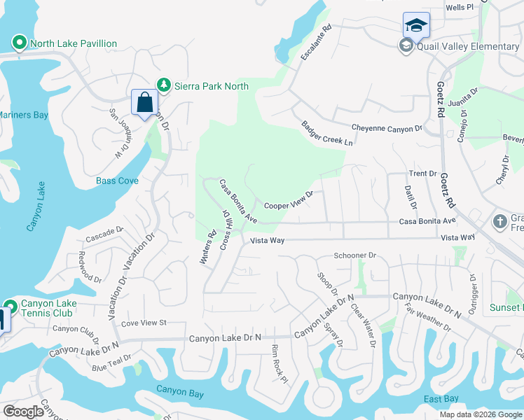 map of restaurants, bars, coffee shops, grocery stores, and more near Cooper View Drive in Menifee
