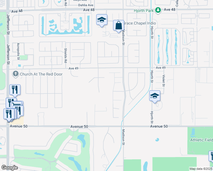 map of restaurants, bars, coffee shops, grocery stores, and more near in Indio