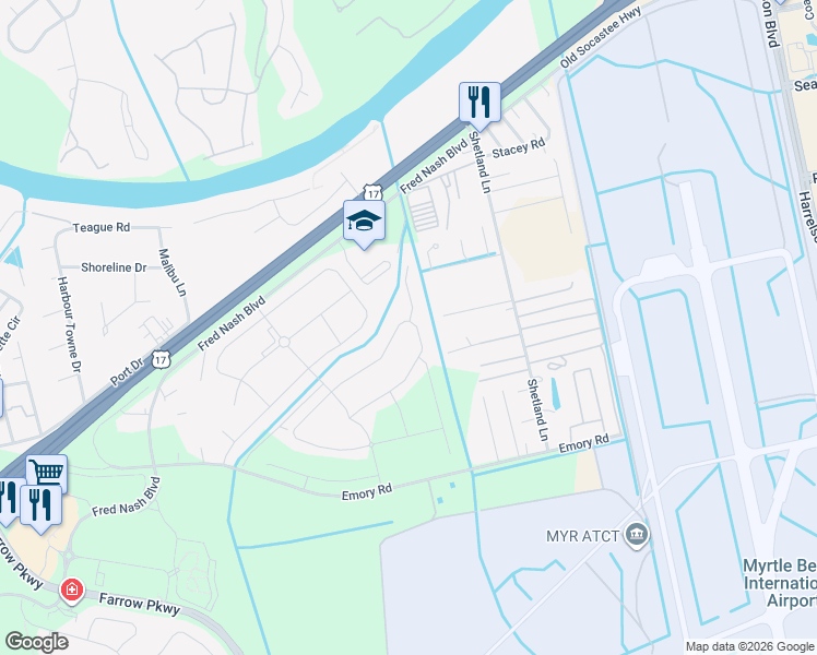 map of restaurants, bars, coffee shops, grocery stores, and more near Stellar Loop in Myrtle Beach