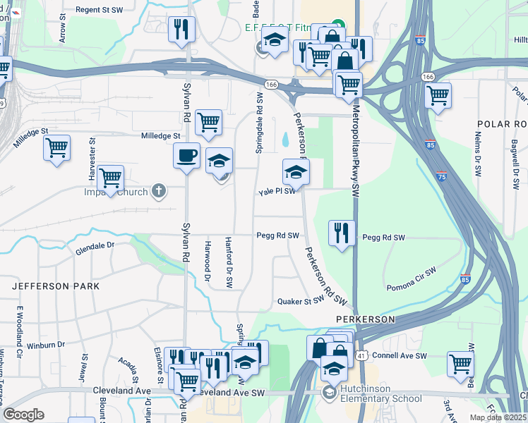 map of restaurants, bars, coffee shops, grocery stores, and more near 767 Vinson Place Southwest in Atlanta