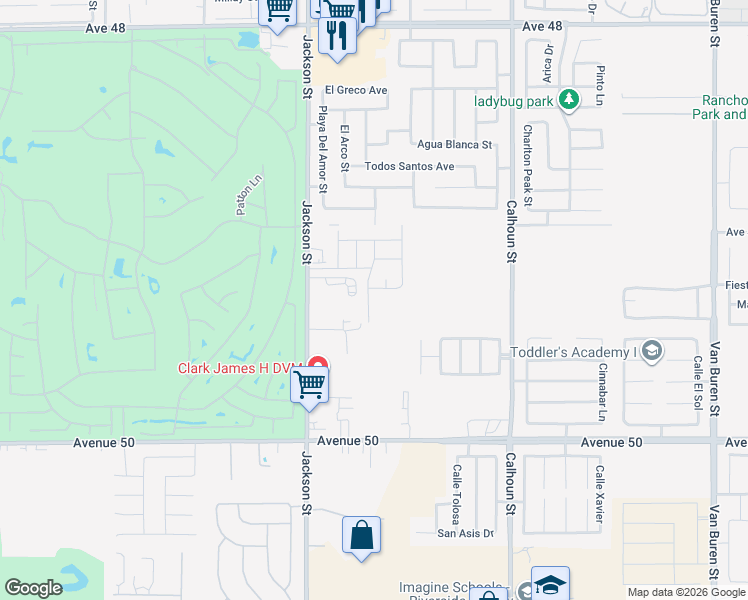 map of restaurants, bars, coffee shops, grocery stores, and more near 83174 Verio Way in Indio