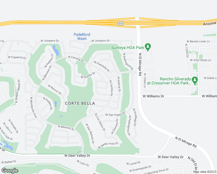 map of restaurants, bars, coffee shops, grocery stores, and more near 22713 North Pico Drive in Sun City West