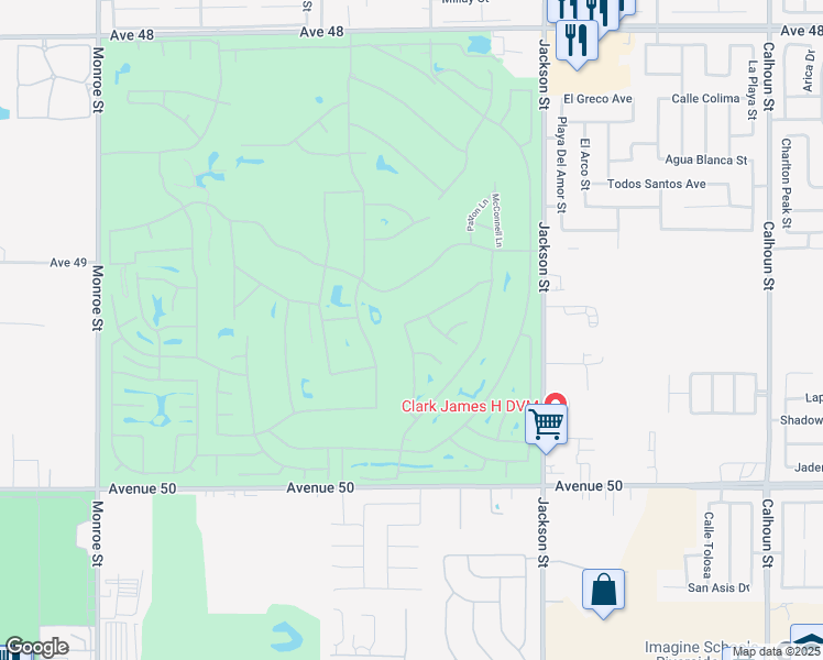 map of restaurants, bars, coffee shops, grocery stores, and more near 82675 Burnette Drive in Indio