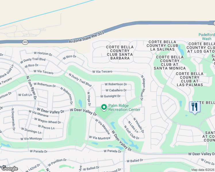 map of restaurants, bars, coffee shops, grocery stores, and more near 13731 West Caballero Drive in Sun City West