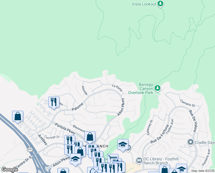 map of restaurants, bars, coffee shops, grocery stores, and more near 64 Calle Cabrillo in Lake Forest