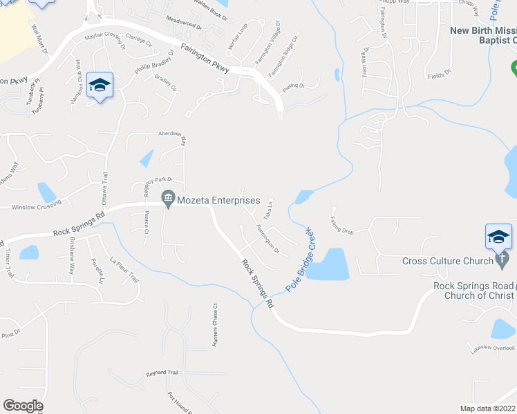 map of restaurants, bars, coffee shops, grocery stores, and more near 5722 Woodside Crossing in Lithonia