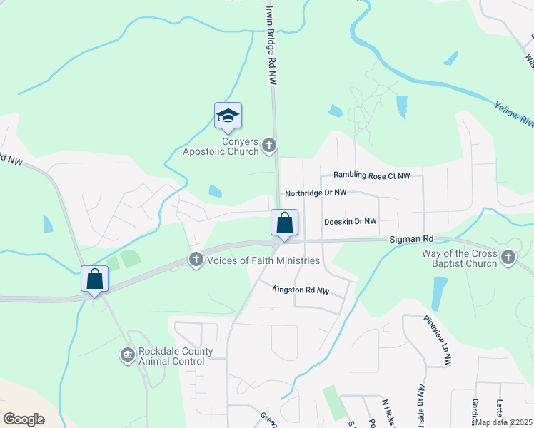 map of restaurants, bars, coffee shops, grocery stores, and more near 2013 Millstream Hollow in Conyers