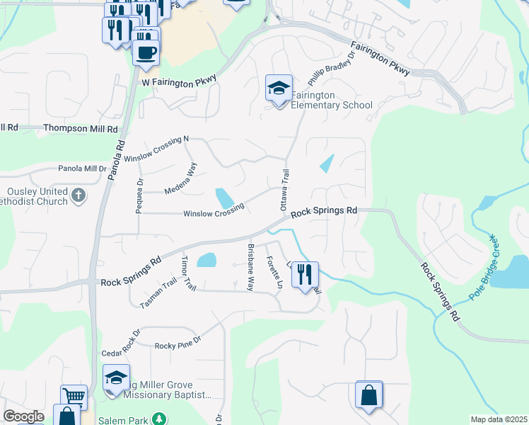 map of restaurants, bars, coffee shops, grocery stores, and more near 5644 Rock Springs Road in Stonecrest