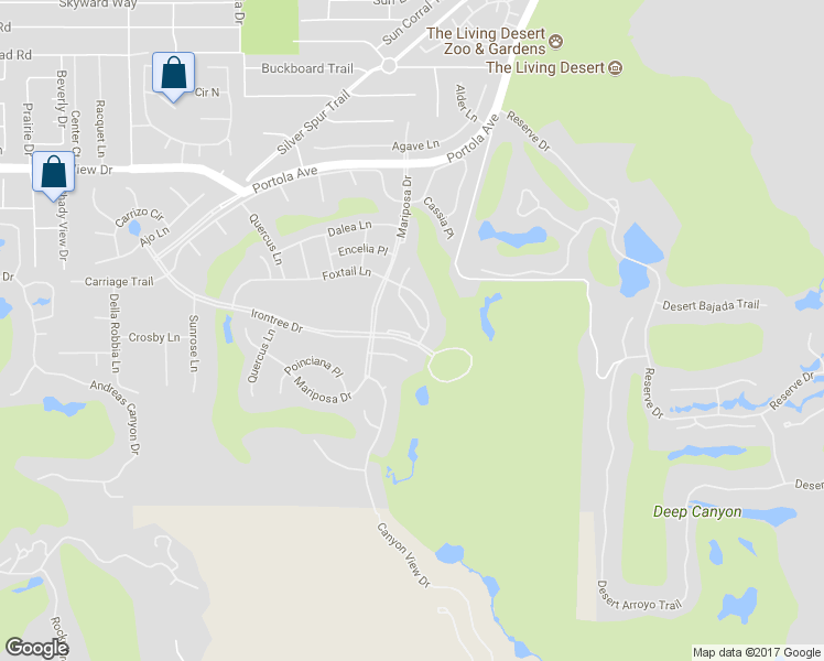 map of restaurants, bars, coffee shops, grocery stores, and more near 73698 Irontree Drive in Palm Desert