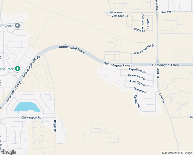 map of restaurants, bars, coffee shops, grocery stores, and more near Domenigoni Parkway in Winchester