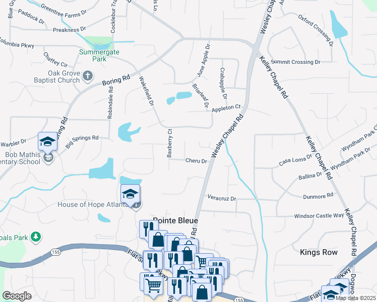 map of restaurants, bars, coffee shops, grocery stores, and more near 3211 Cheru Court in Decatur