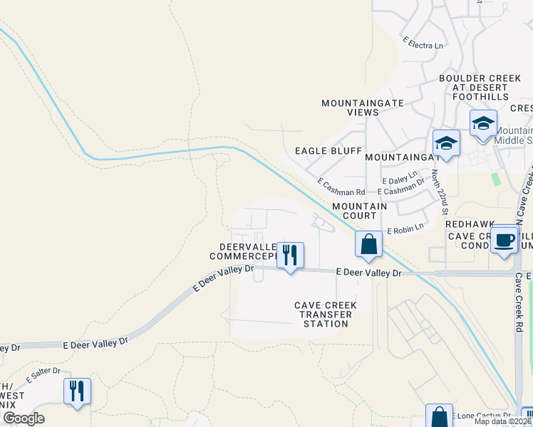 map of restaurants, bars, coffee shops, grocery stores, and more near 22425 North 16th Street in Phoenix
