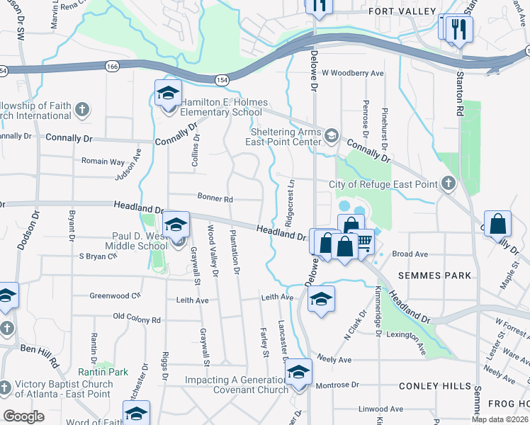 map of restaurants, bars, coffee shops, grocery stores, and more near 2370 Farley Street in Atlanta