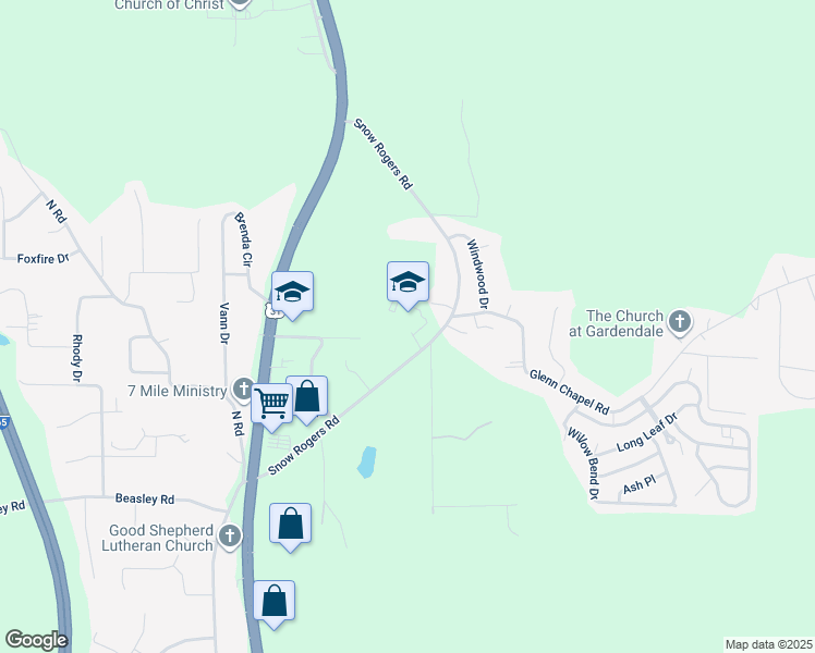 map of restaurants, bars, coffee shops, grocery stores, and more near 2636 Snow Rogers Road in Gardendale