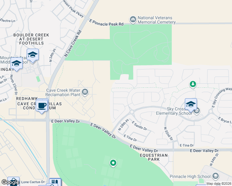map of restaurants, bars, coffee shops, grocery stores, and more near 2827 East Robin Lane in Phoenix