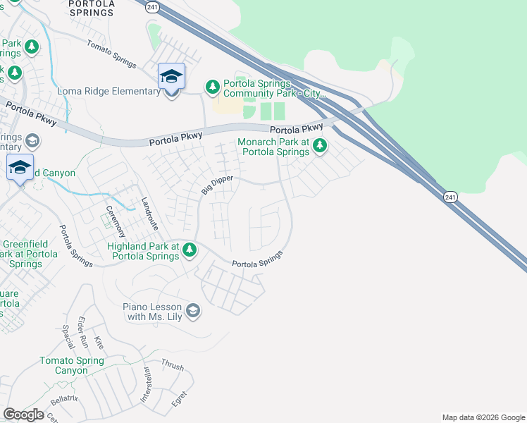 map of restaurants, bars, coffee shops, grocery stores, and more near Portola Parkway in Trabuco Canyon