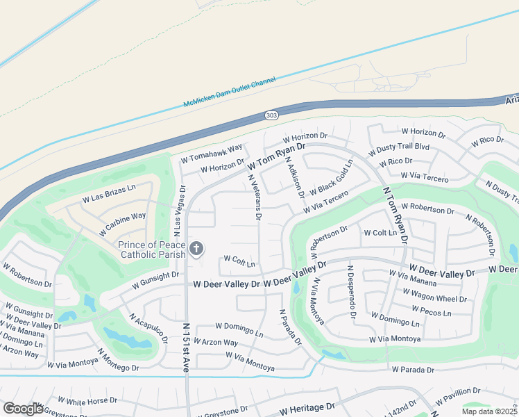 map of restaurants, bars, coffee shops, grocery stores, and more near 15125 West Blackgold Lane in Sun City West