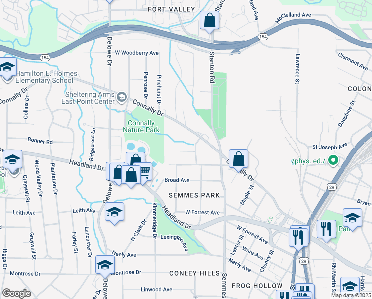 map of restaurants, bars, coffee shops, grocery stores, and more near 1923 Grove Avenue in East Point