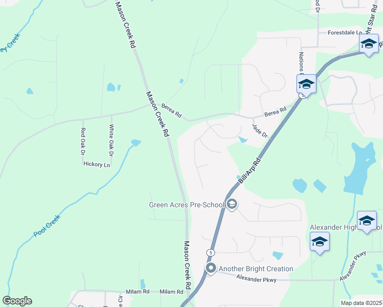 map of restaurants, bars, coffee shops, grocery stores, and more near 4167 Green Field Drive in Douglasville
