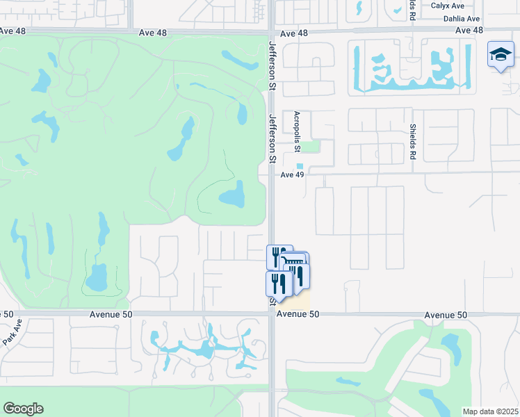 map of restaurants, bars, coffee shops, grocery stores, and more near 79918 Mission Drive East in La Quinta