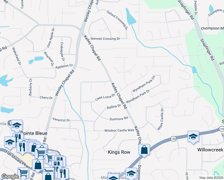 map of restaurants, bars, coffee shops, grocery stores, and more near 3145 Kelley Chapel Road in Decatur