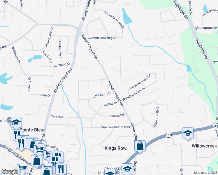map of restaurants, bars, coffee shops, grocery stores, and more near 3145 Kelley Chapel Road in Decatur