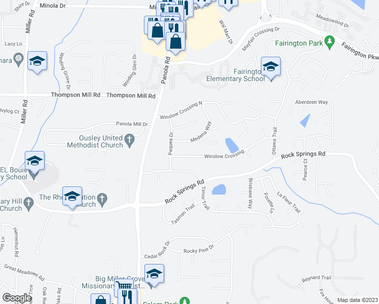 map of restaurants, bars, coffee shops, grocery stores, and more near 5332 Winslow Crossing in Lithonia