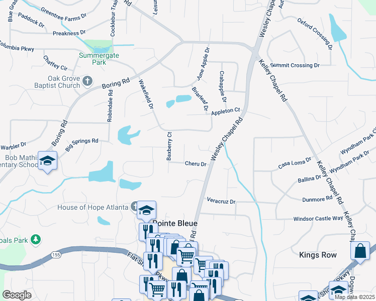 map of restaurants, bars, coffee shops, grocery stores, and more near 3190 Cheru Court in Decatur