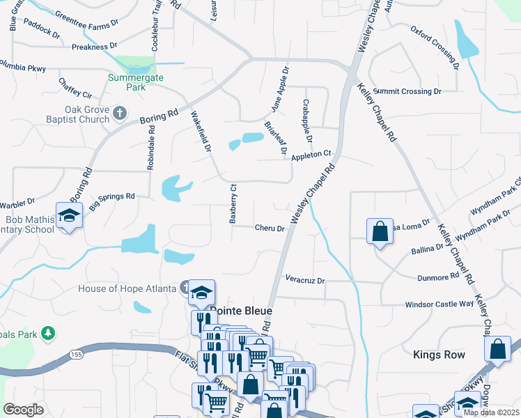 map of restaurants, bars, coffee shops, grocery stores, and more near 3190 Cheru Court in Decatur
