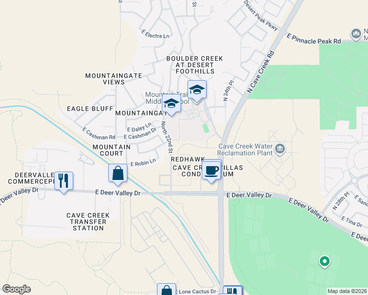 map of restaurants, bars, coffee shops, grocery stores, and more near 2202 East Williams Drive in Phoenix