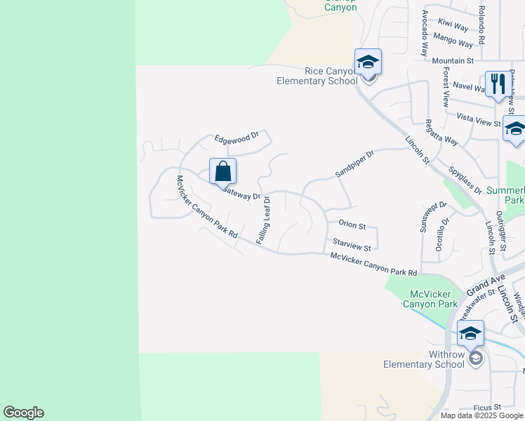 map of restaurants, bars, coffee shops, grocery stores, and more near 29415 Falling Leaf Drive in Lake Elsinore