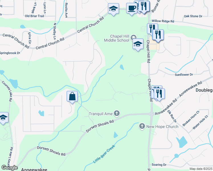 map of restaurants, bars, coffee shops, grocery stores, and more near 4231 Carrington Court in Douglasville