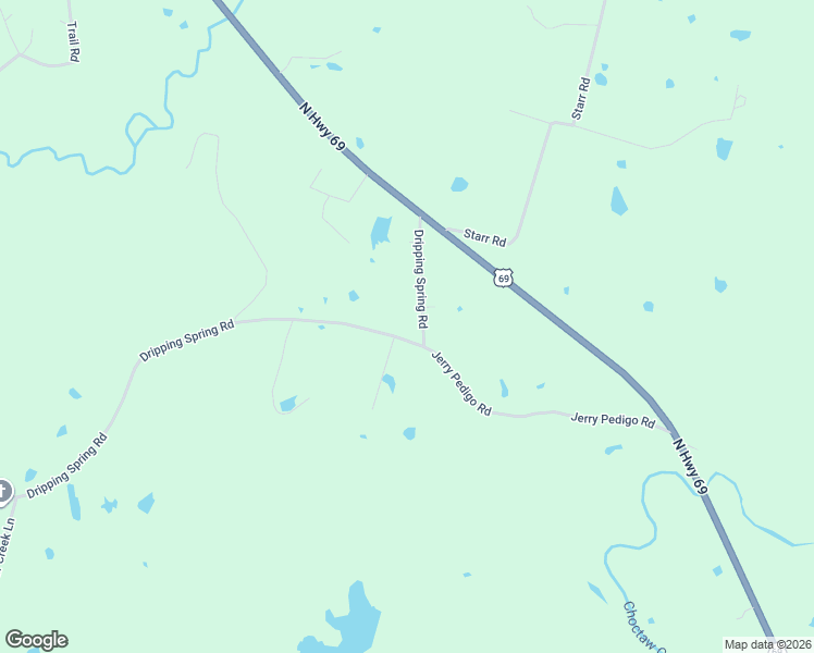 map of restaurants, bars, coffee shops, grocery stores, and more near 9726 Dripping Spring Road in Denison