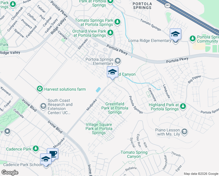 map of restaurants, bars, coffee shops, grocery stores, and more near 124 Brambles in Irvine