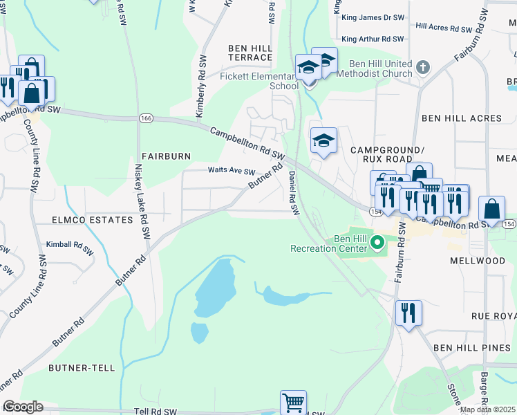 map of restaurants, bars, coffee shops, grocery stores, and more near 4041 Blanton Avenue Southwest in Atlanta