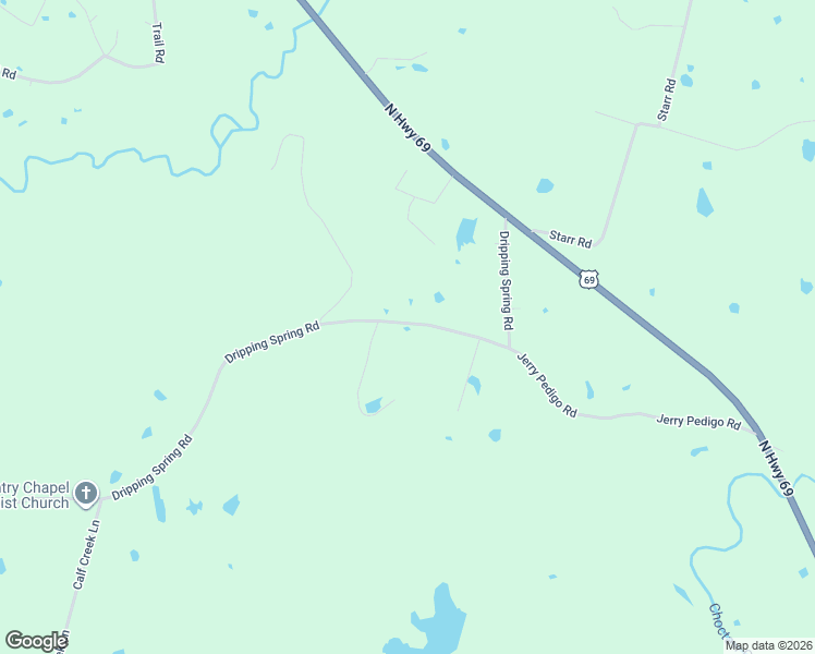 map of restaurants, bars, coffee shops, grocery stores, and more near 9355 Dripping Spring Road in Denison