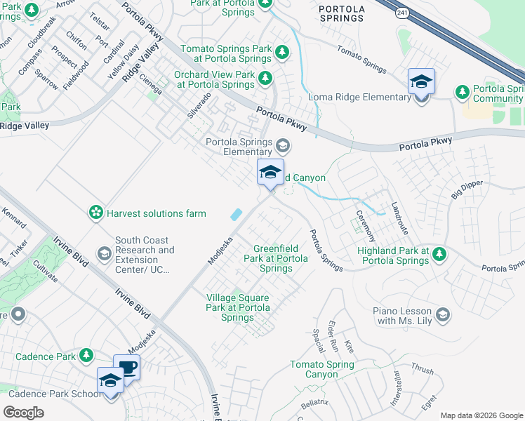 map of restaurants, bars, coffee shops, grocery stores, and more near 124 Brambles in Irvine