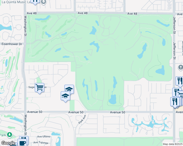 map of restaurants, bars, coffee shops, grocery stores, and more near 49254 Montana Way in La Quinta