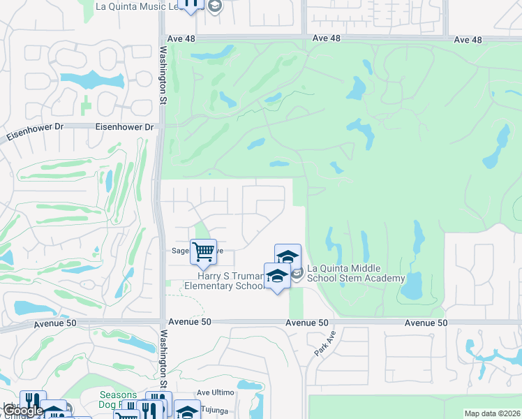 map of restaurants, bars, coffee shops, grocery stores, and more near 78840 Vía Melodia in La Quinta