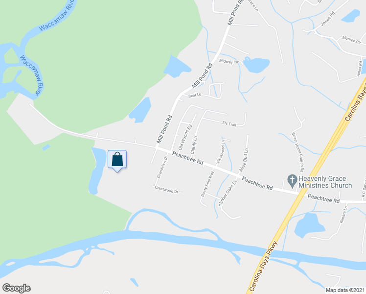 map of restaurants, bars, coffee shops, grocery stores, and more near 5858 Old Woods Road in Myrtle Beach