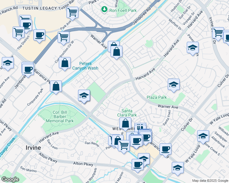 map of restaurants, bars, coffee shops, grocery stores, and more near 37 Marsala in Irvine