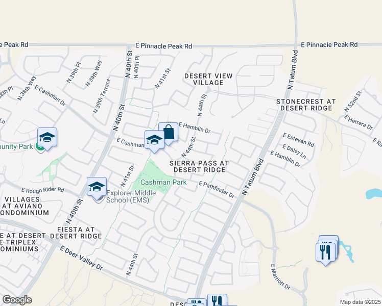 map of restaurants, bars, coffee shops, grocery stores, and more near 4331 East Kirkland Road in Phoenix