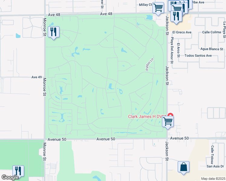map of restaurants, bars, coffee shops, grocery stores, and more near 49190 Biery Street in Indio