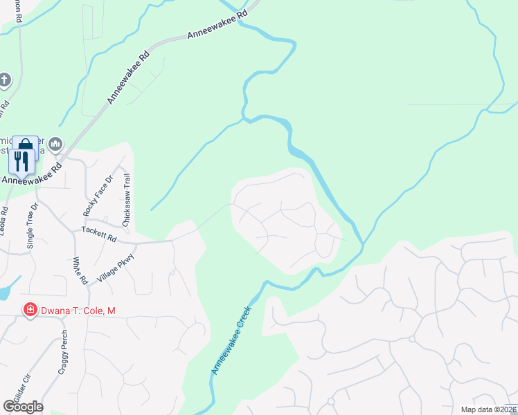 map of restaurants, bars, coffee shops, grocery stores, and more near 4271 North Braves Circle in Douglasville